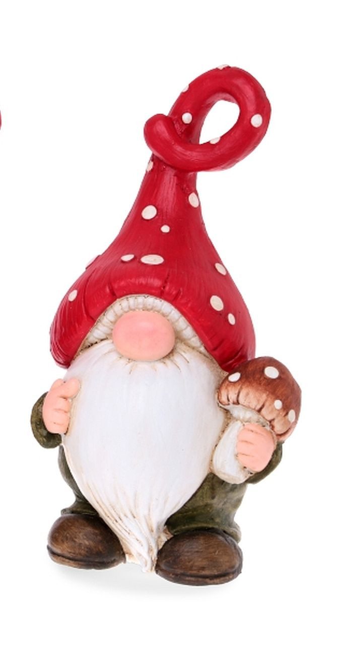 Dragimex Wichtel aus Polyresin 41 cm – mit Pilz oder Igel – Herbstdeko