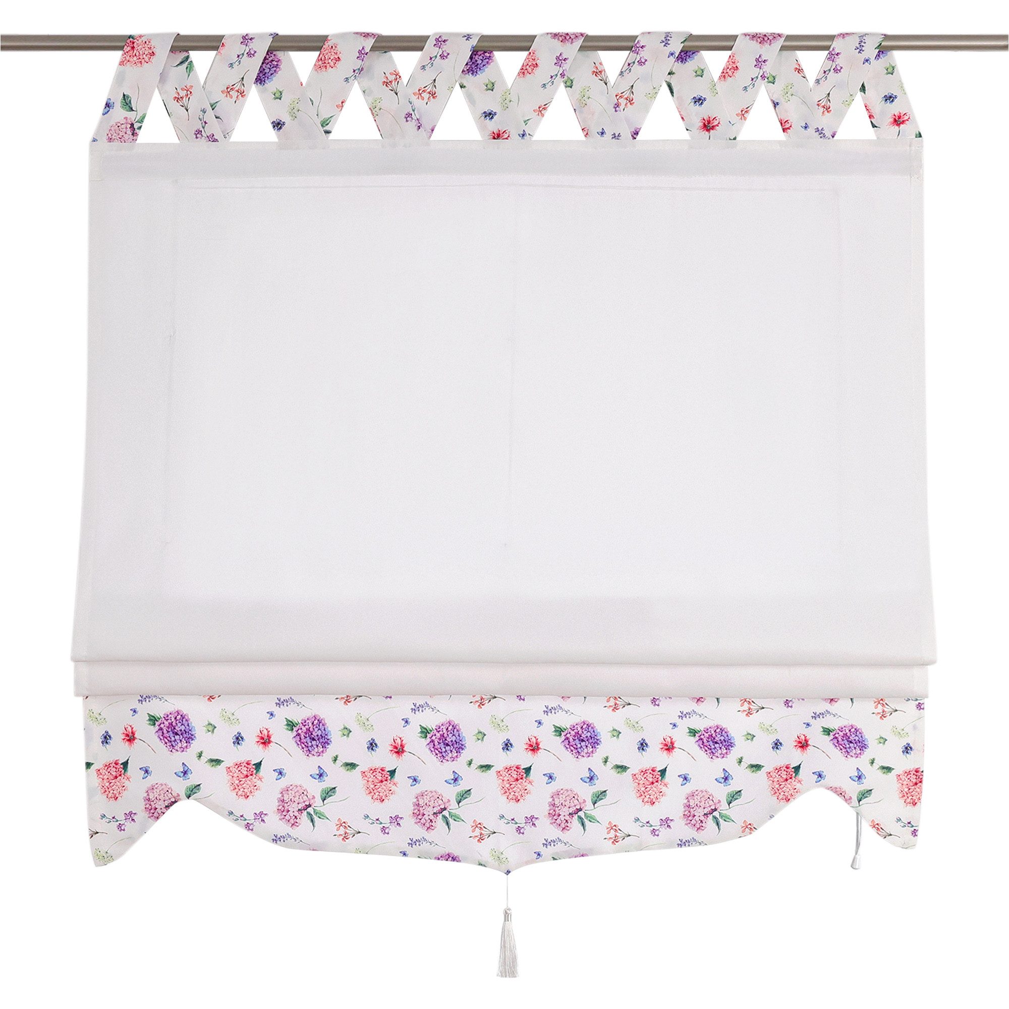 Joyswahl Raffrollo Blumen, mit Schlaufen, Gardinenstange, freihängend, ohne günstig online kaufen