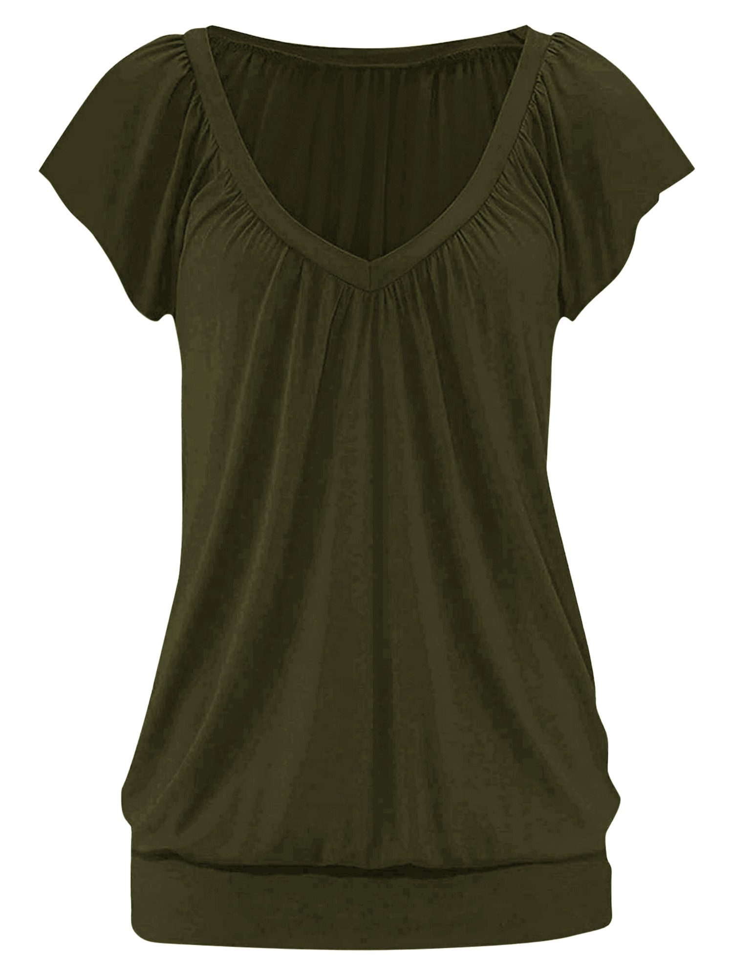 T-Shirt Damen Lässige Basic Tops mit Bündchen am Saum