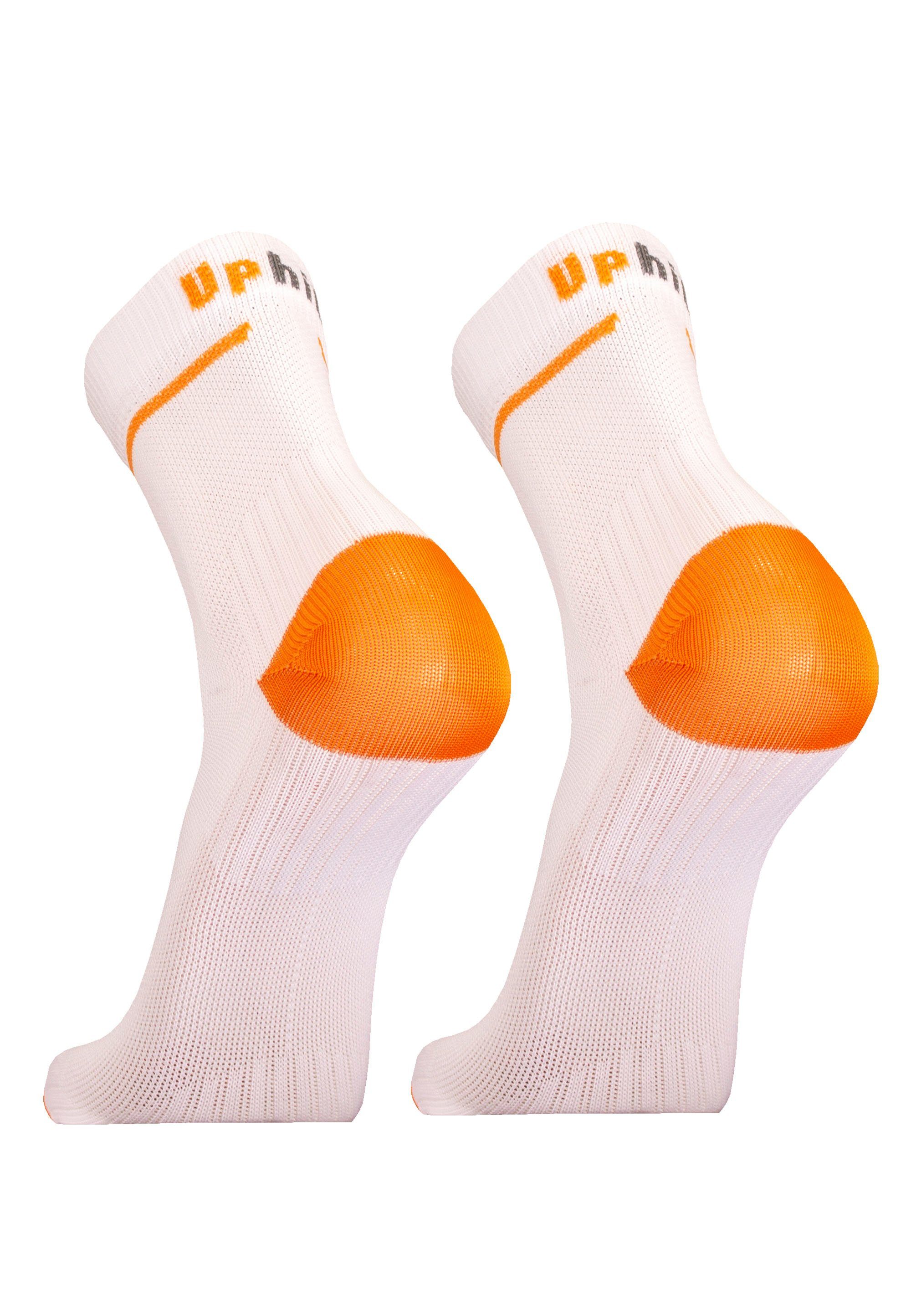 UphillSport weiß-orange FRONT (2-Paar) Rist 2er Socken Pack gepolstertem mit