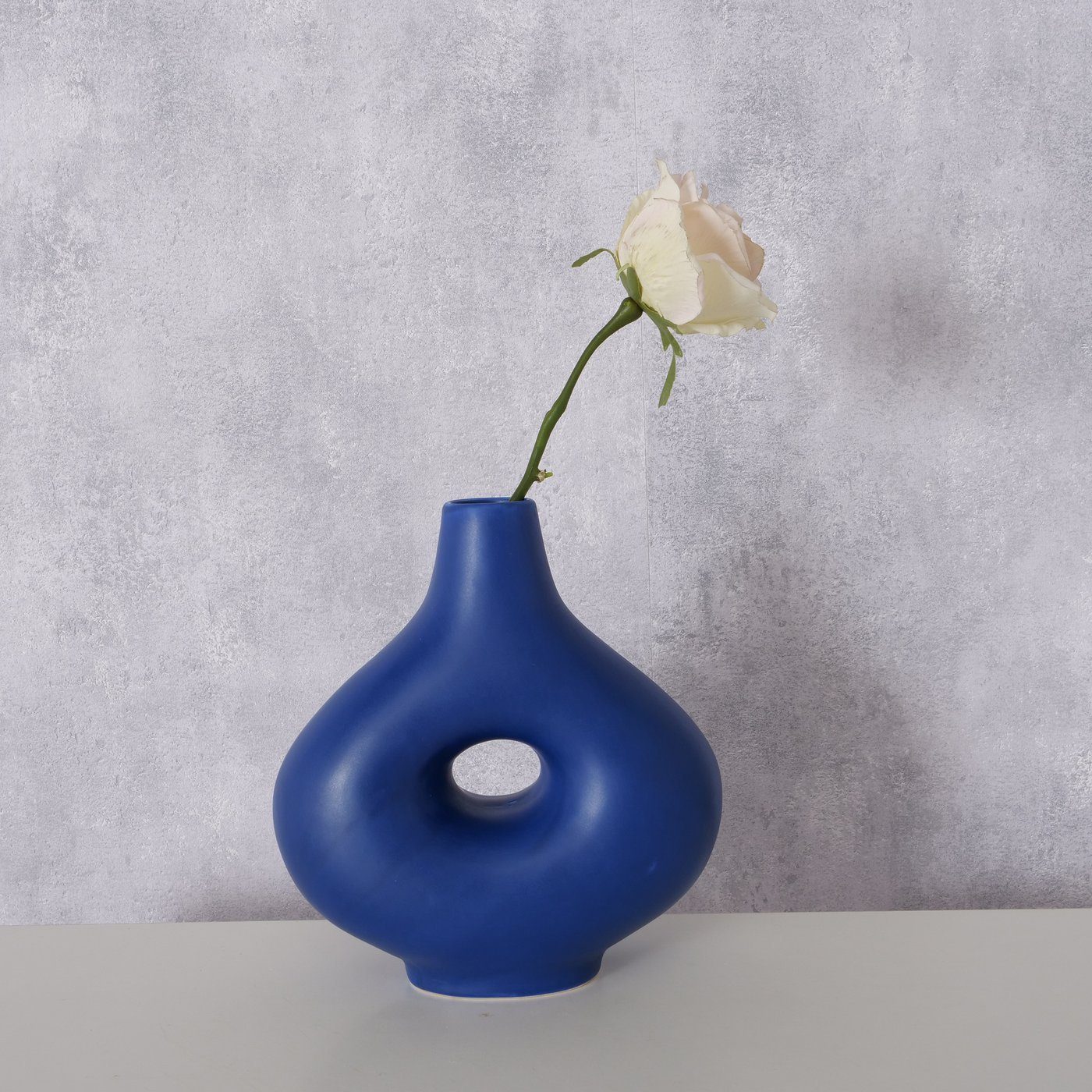 BOLTZE Dekovase "Abela" aus Keramik in blau H21cm, Vase