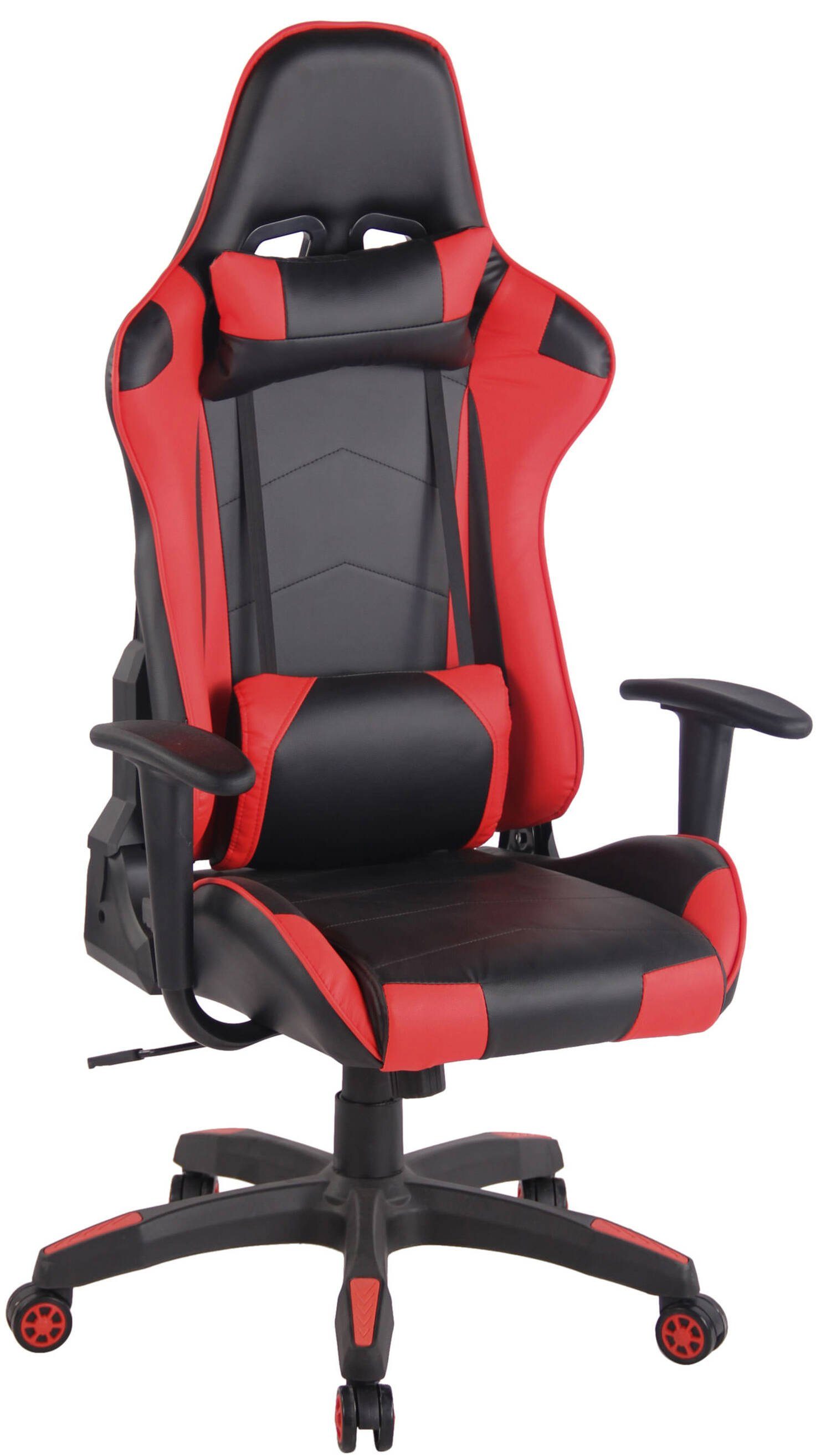 TPFLiving Gaming-Stuhl Kunstleder bequemer - Racingstuhl, und Mirage Rückenlehne Kunststoff Gestell: Chefsessel), drehbar - mit höhenverstellbar Drehstuhl, schwarz (Schreibtischstuhl, Gamingstuhl, 360° schwarz/rot Sitzfläche