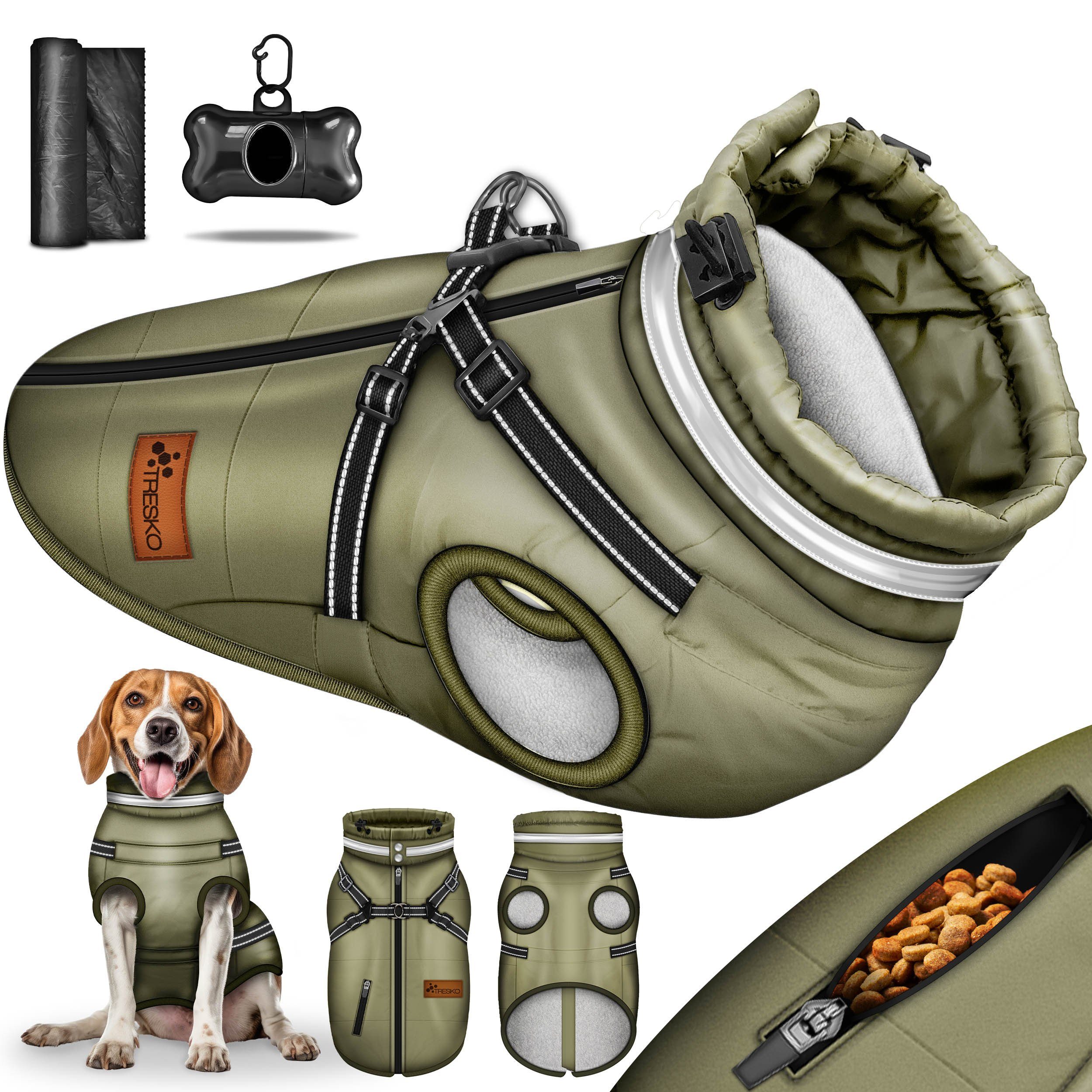 Hundejacke Winter mit Reflektoren inkl. 15 Stück Kotbeutel