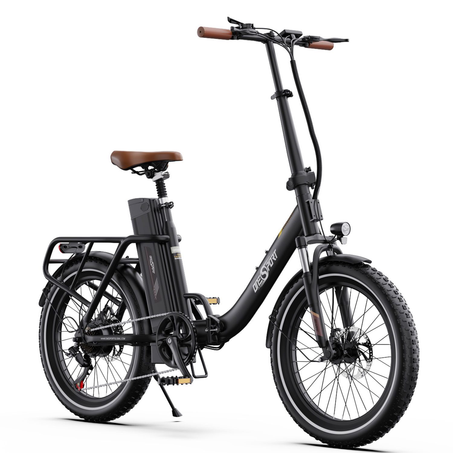 Onesport E-Bike Faltrad OT16-2 klappbares Citybike mit dicken 20 Zoll-Reifen, Retro Pedelec, Shimano, Kettenschaltung, Heckmotor, 816 Wh, (mit Schutzbleche), Elektrofahrrad mit Scheibenbremse und Gepäckträger