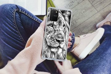 MuchoWow Handyhülle Porträt - Löwe - Schwarz und weiß, Phone Case, Handyhülle Samsung Galaxy S10 Lite, Silikon, Schutzhülle