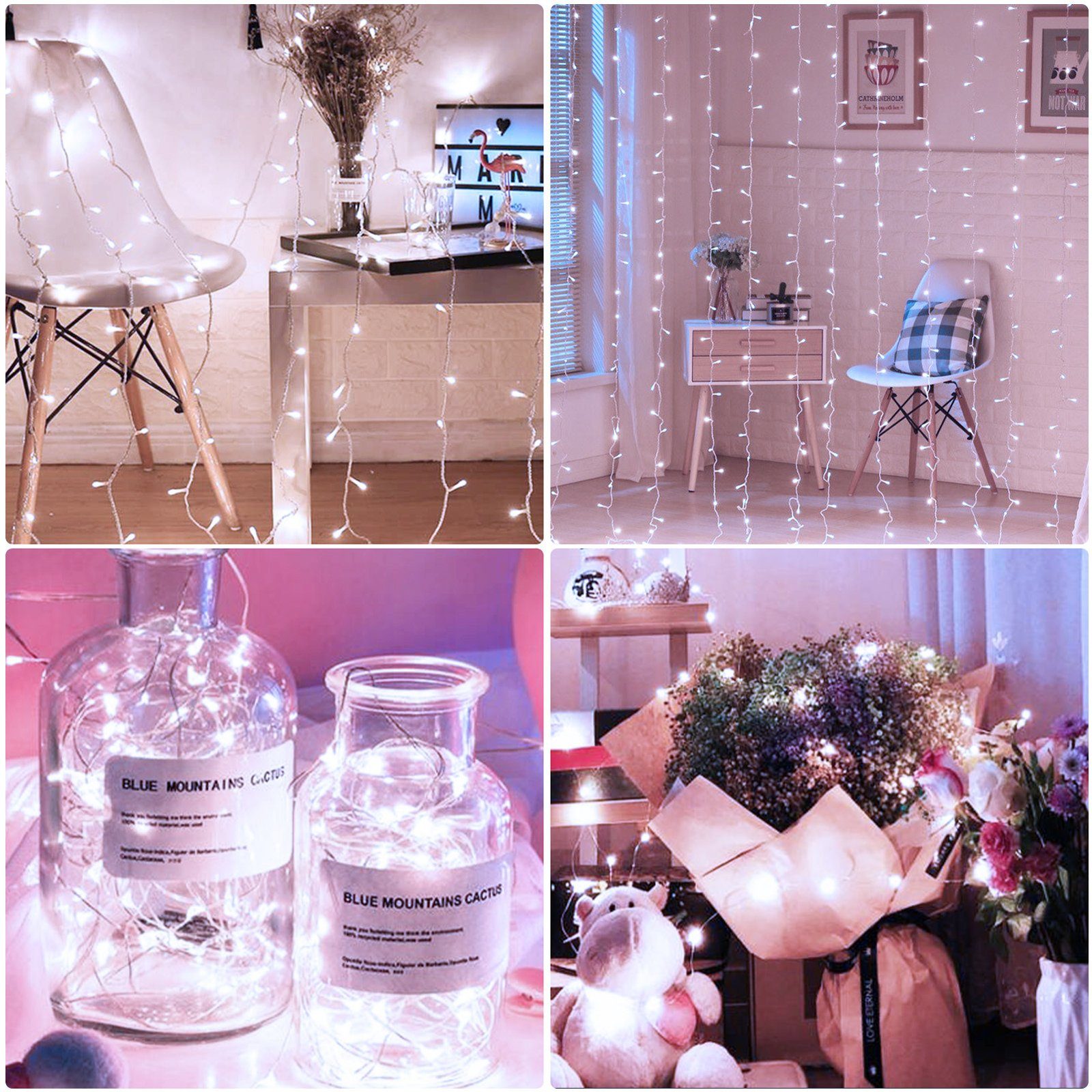 FUROKOY LED-Lichterkette LED 600 , Lichterkette farbige Dekoration blinkende Lichter Hochzeit weiß, Urlaub Lichter Lichter Lichter, 100m Stern Weihnachten
