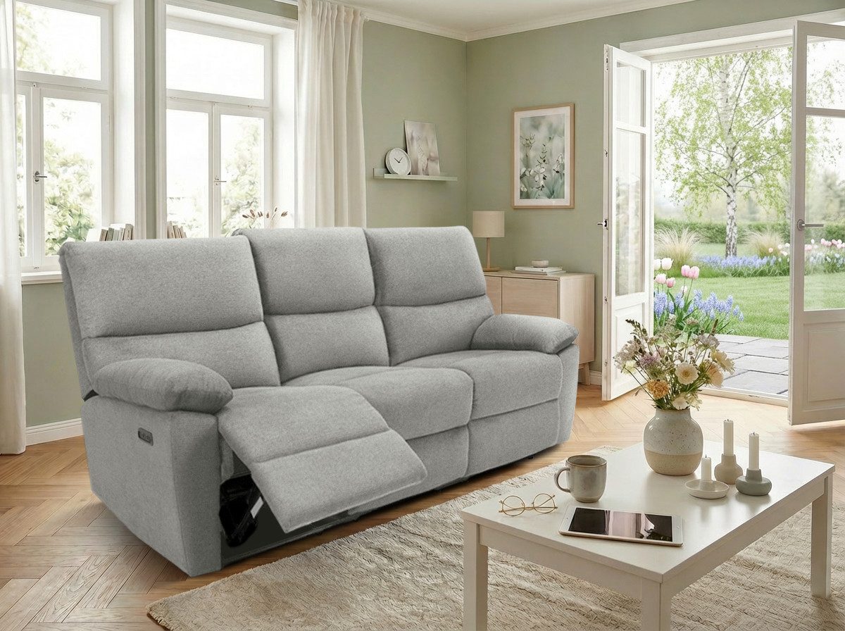 Home affaire 3-Sitzer LANNOY, manuelle o. elelektrische Relaxfunktion in 2 Sitzen, USB A/C, Liegefunktion (105°-150), Reclinersofa, Webstoff, Federkern