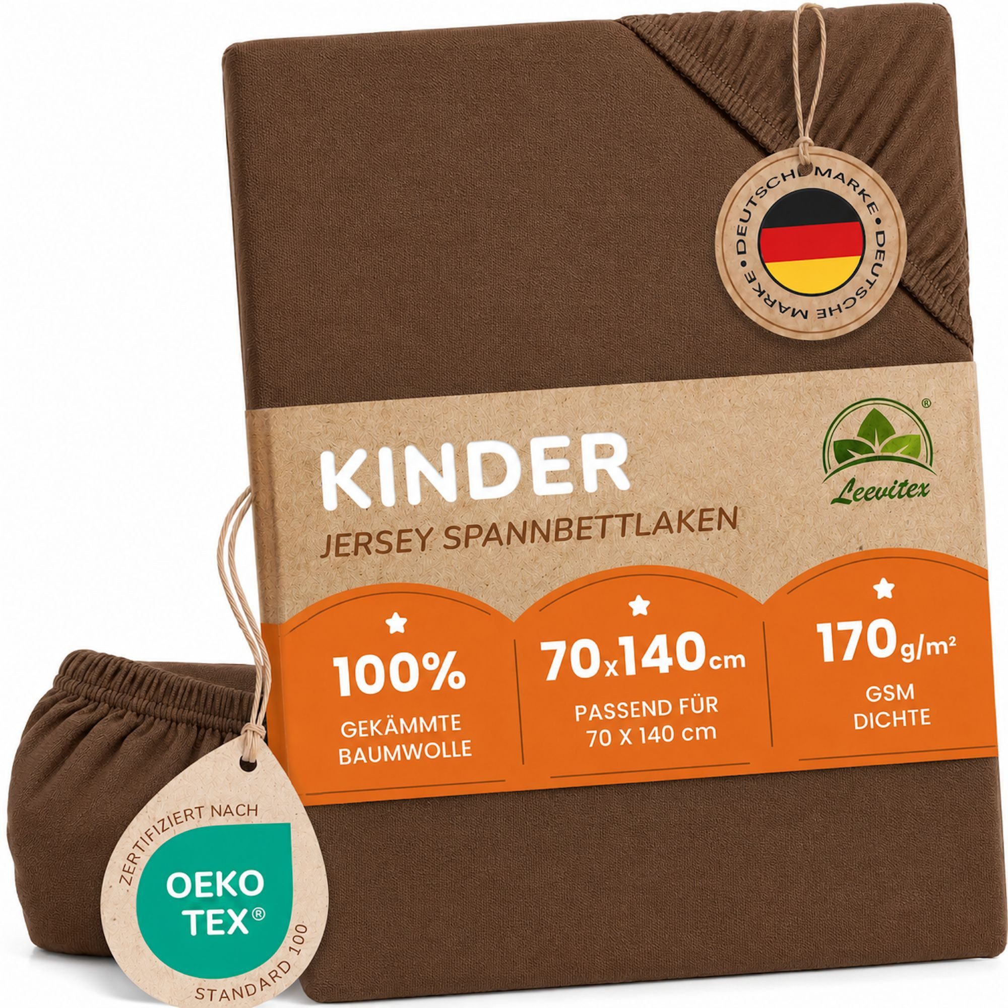 leevitex® Spannbettlaken für Kinderbetten, 1er-Set, 70 x 140 cm, Steghöhe 15 cm, Jersey, Gummizug: rundum, (1 Stück), verschiedene Farben, OEKO-TEX® STANDARD 100 zertifiziert