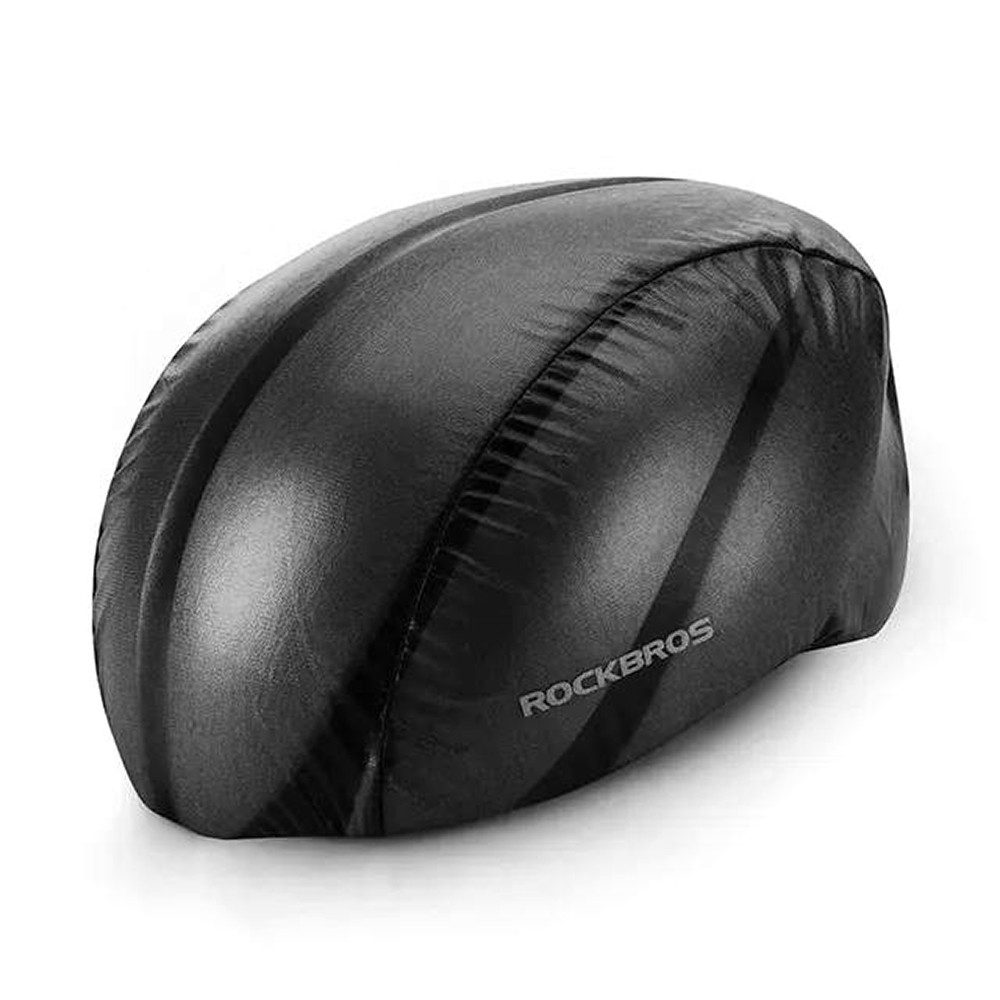 ROCKBROS Fahrradhelmüberzug Rockbros 20001BK Regenschutz – schwarz, wasserdicht, leicht, reflektierend, einfache Montage