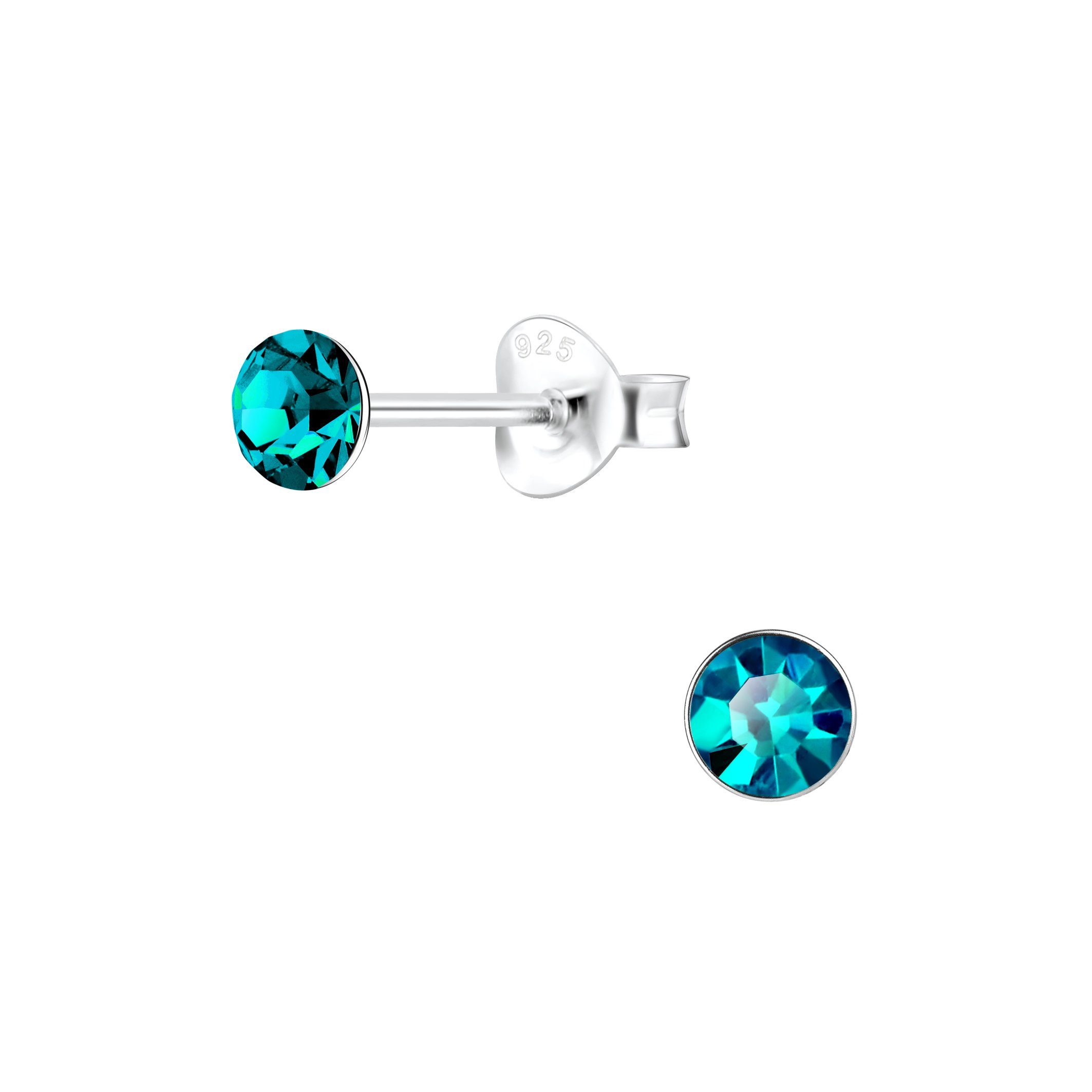 ALEXANDER YORK Paar Ohrstecker Kristall 4 mm blue-zircon, 2-tlg., 925  Sterling Silber