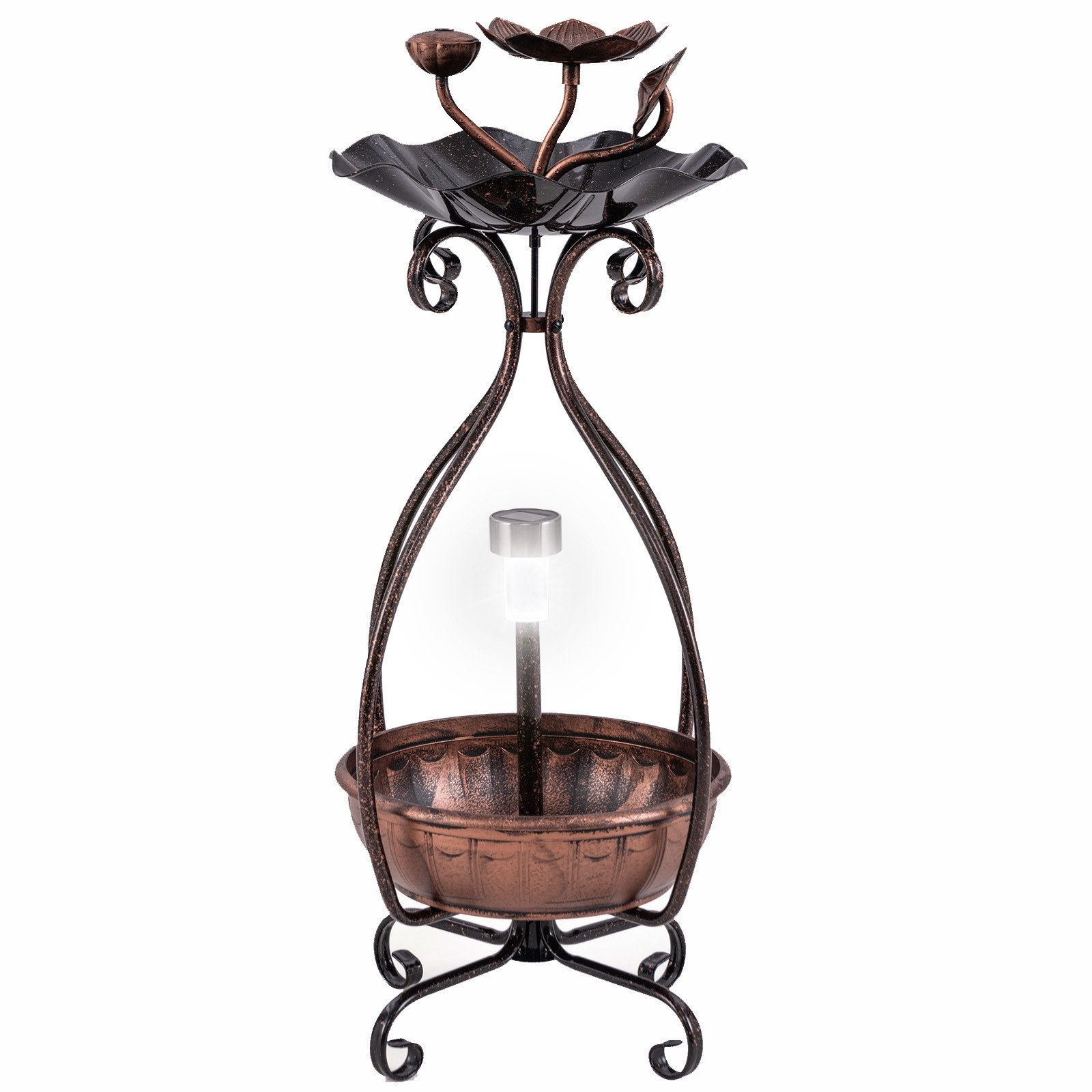 KOMFOTTEU Vogeltränke, Vogelbad mit Solar Licht & Blumentopf-Basis günstig online kaufen