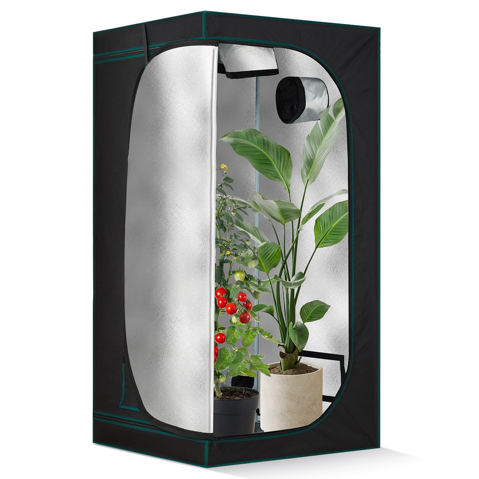 GarveeMore Gartenhaus-Anbaudach Professionelle Wachstumsbox 60×60×140 cm, 600D Oxford-Gewebe, (1-tlg), 98% Lichtreflexion, abnehmbarer Boden, für Innenpflanzenanbau