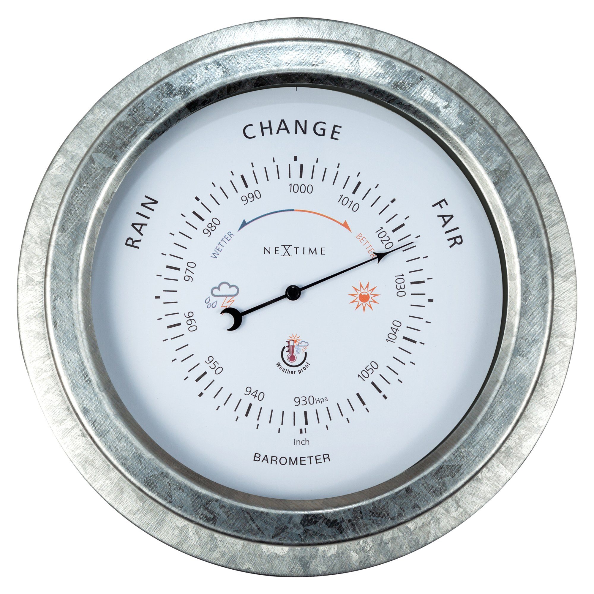 NEXTIME Luftdruckmessgerät 4303GA, Gartenbarometer aus Metall