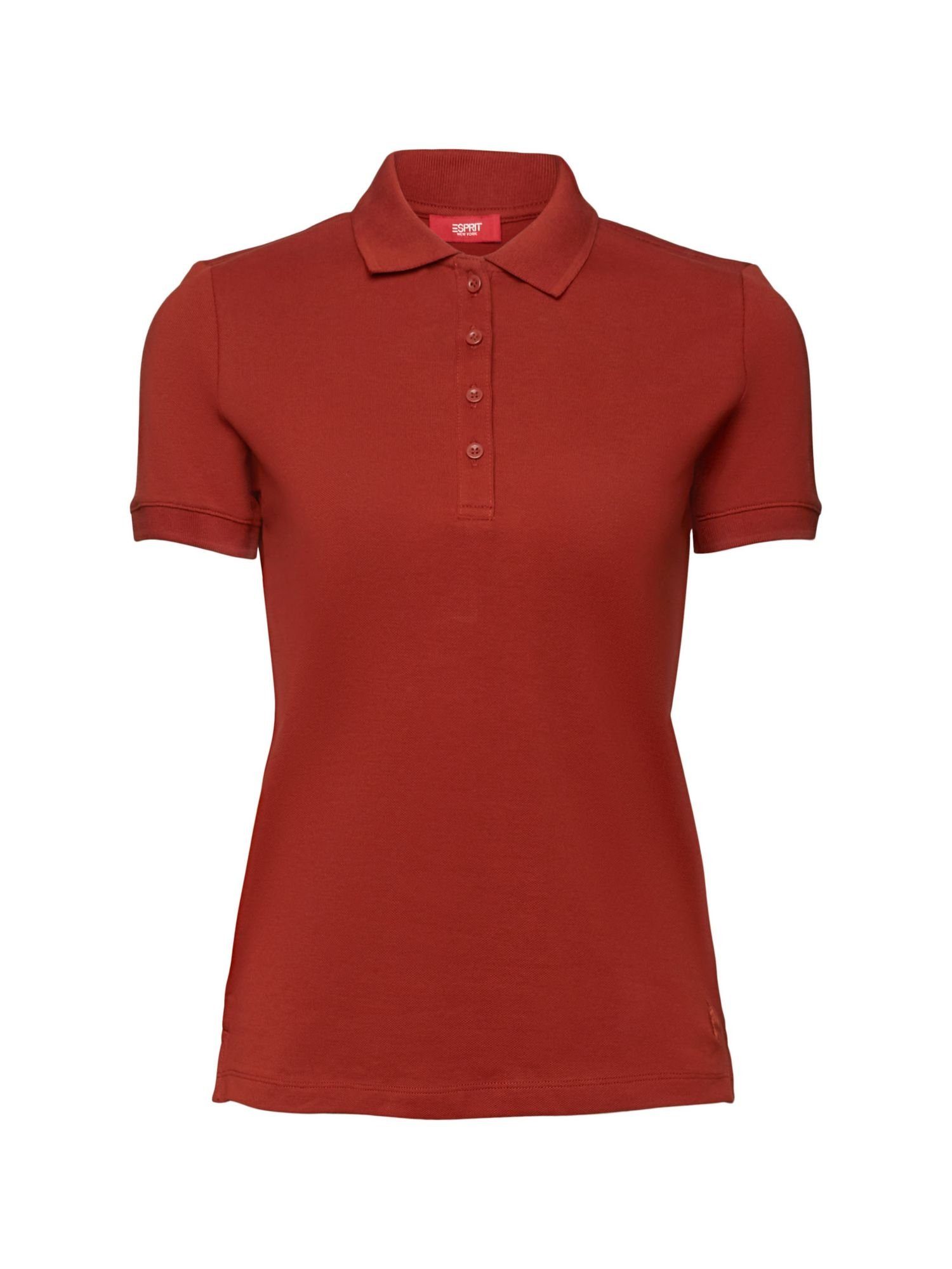 Esprit T-Shirt (1-tlg) Charakteristisches RUST BROWN Piqué-Poloshirt