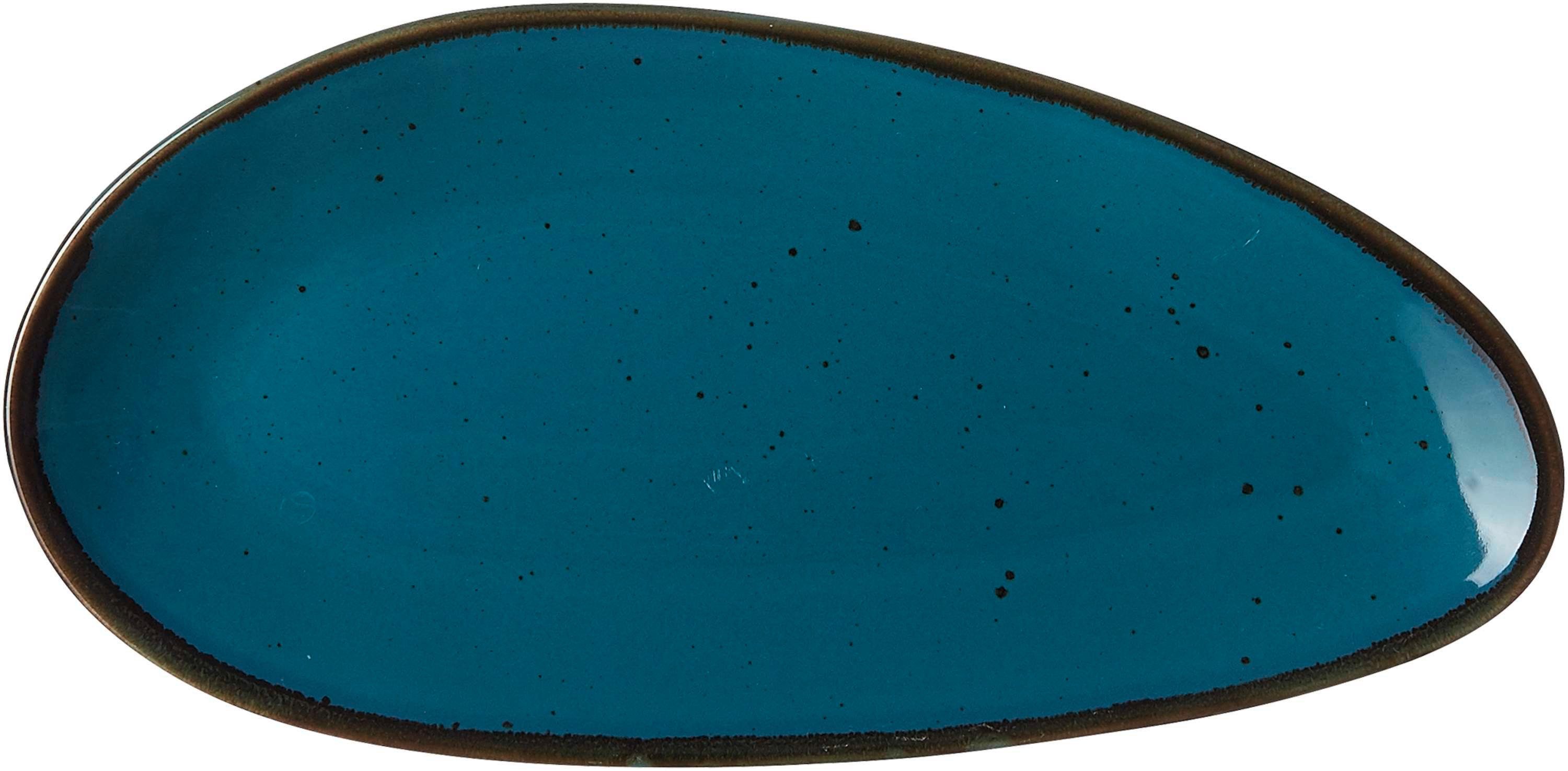 Ritzenhoff & Breker Servierplatte Taste petrol Platte oval 25,5x12,5cm