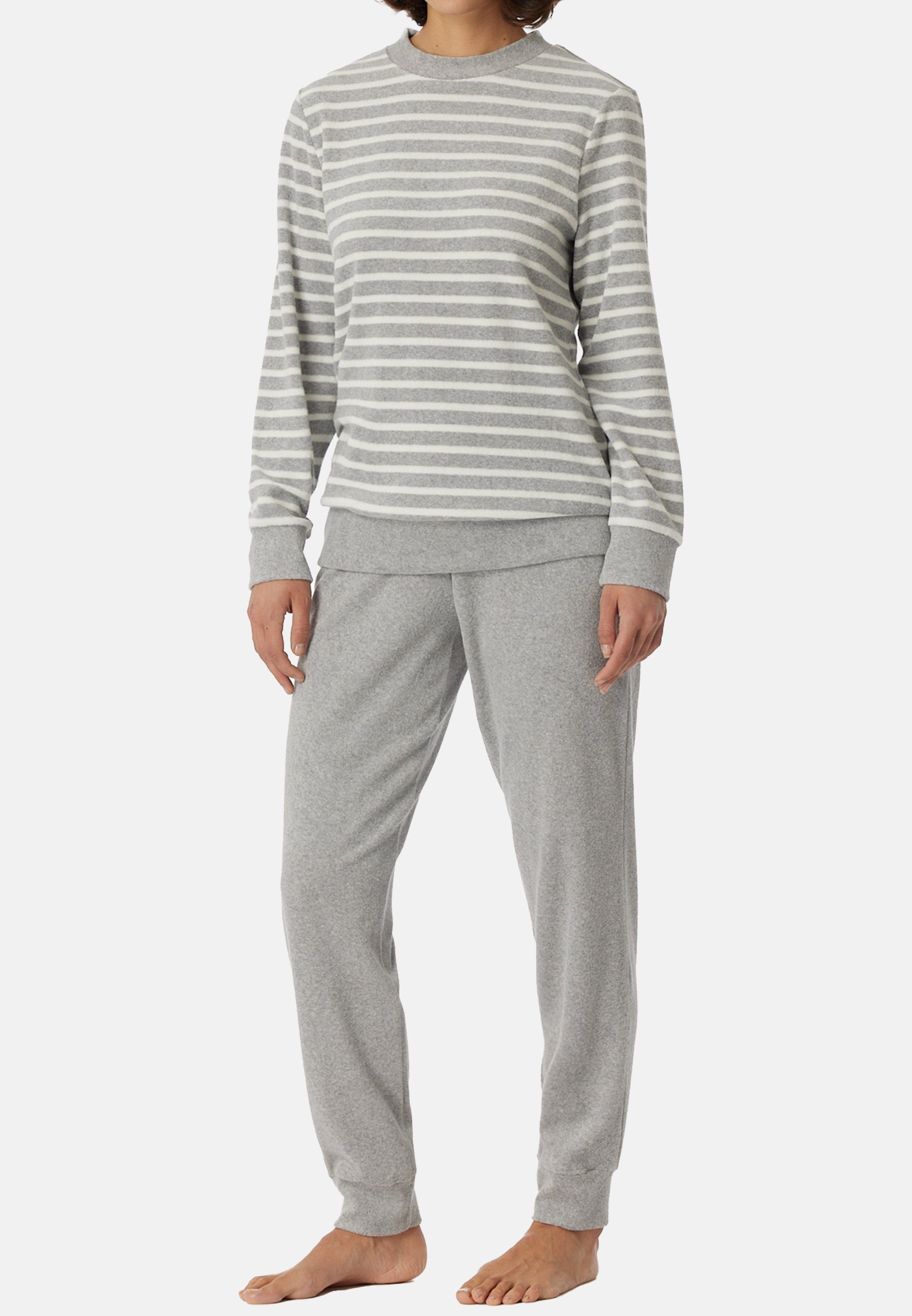 Schiesser Pyjama Casual Essentials (Set, 2 tlg) Schlafanzug - Baumwolle - Grau Melange