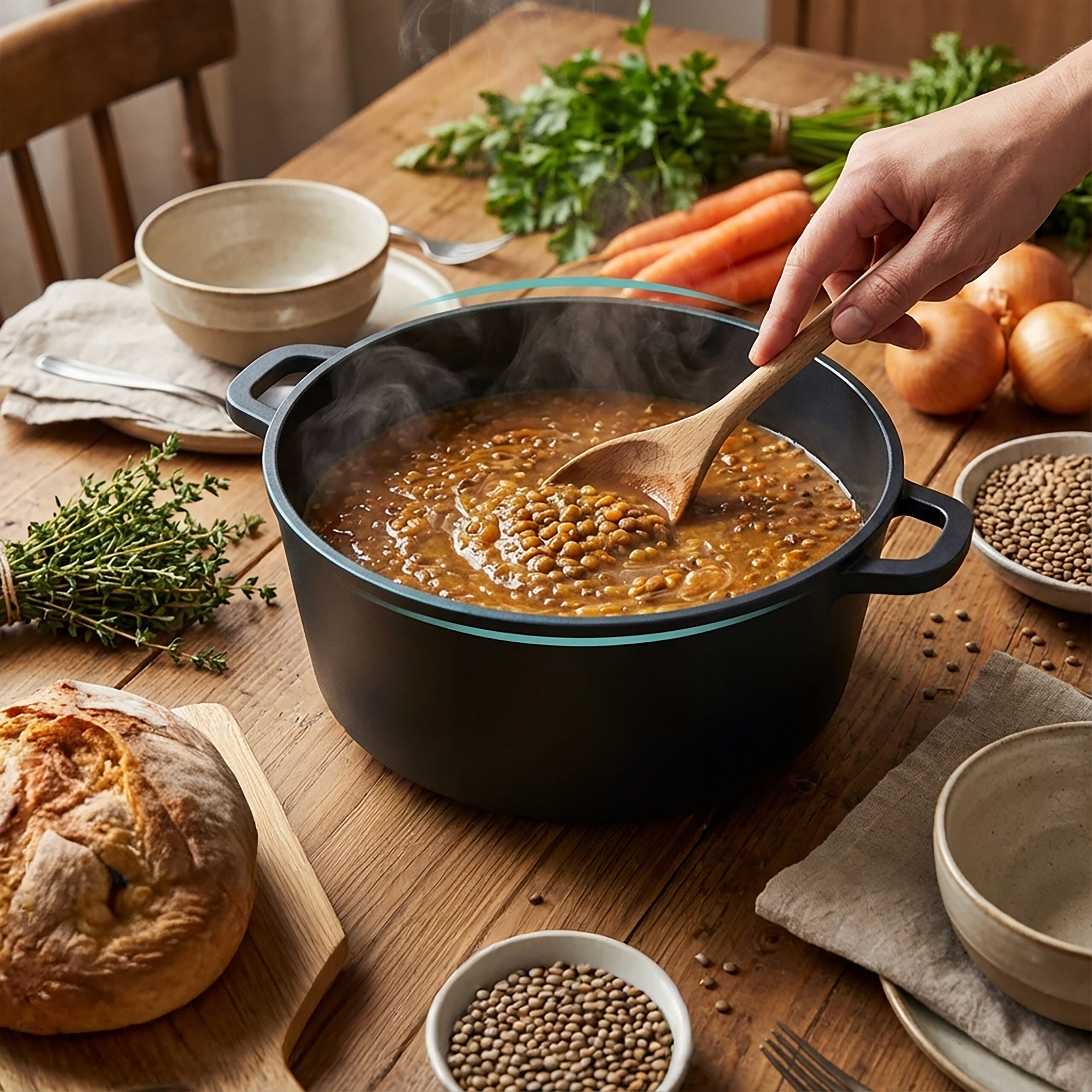 relaxdays Suppentopf mit Glasdeckel XXL, 6 Liter