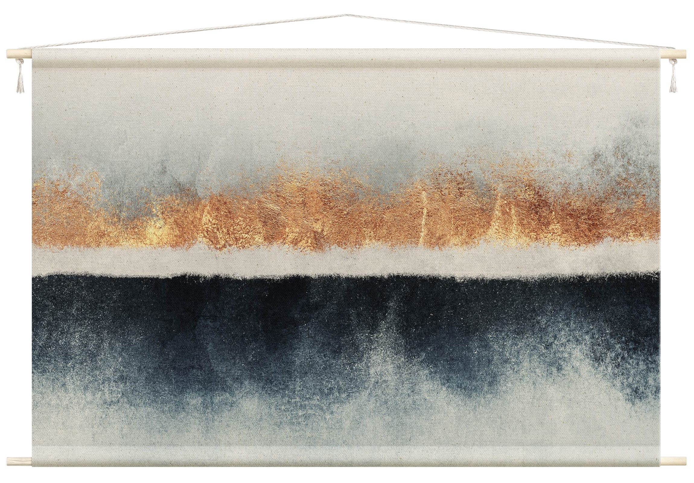 Bilderdepot24 Wandteppich modern Abstrakt Aquarell gold, rechteckig, Höhe: 2.6 mm, großes Wandbild aus Natur-Baumwolle Wandbehang Stoffbild Tuch Wollseil