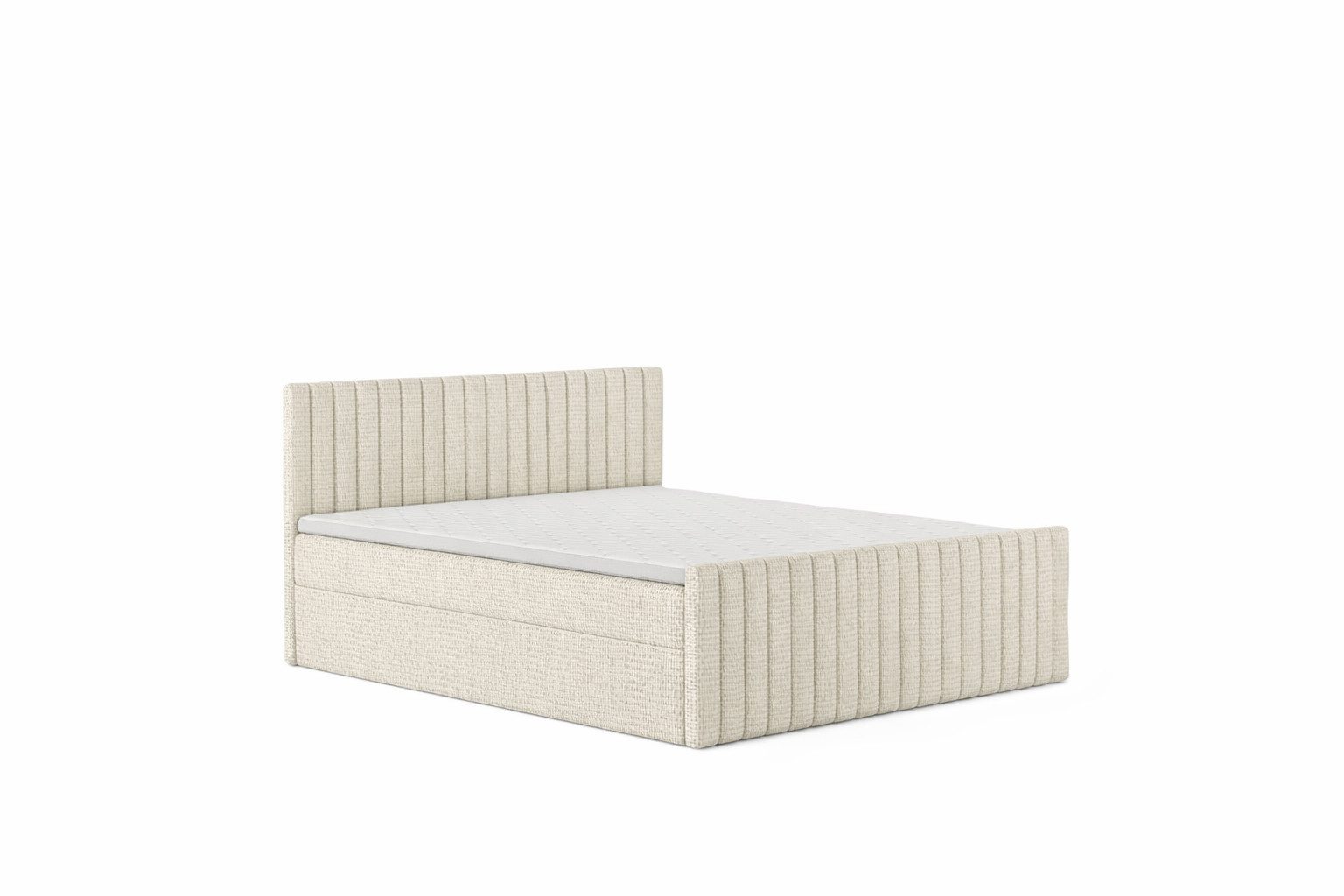 Kaiser Möbel Boxspringbett mit Matratze und zwei Bettkästen, Chenille-Stoff Flow, DEMETER (Komplettbett, Bett mit Matratze), zwei Bettkästen,wahlweise Matratze,Chenille-Stoff