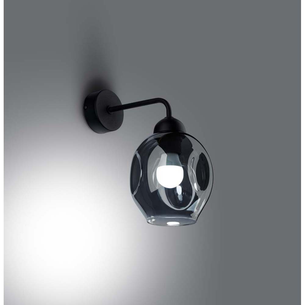 Stahl Wohnzimmerlampe Wandleuchte, Wandleuchte 15 cm Wandlampe etc-shop D Glas Schwarz