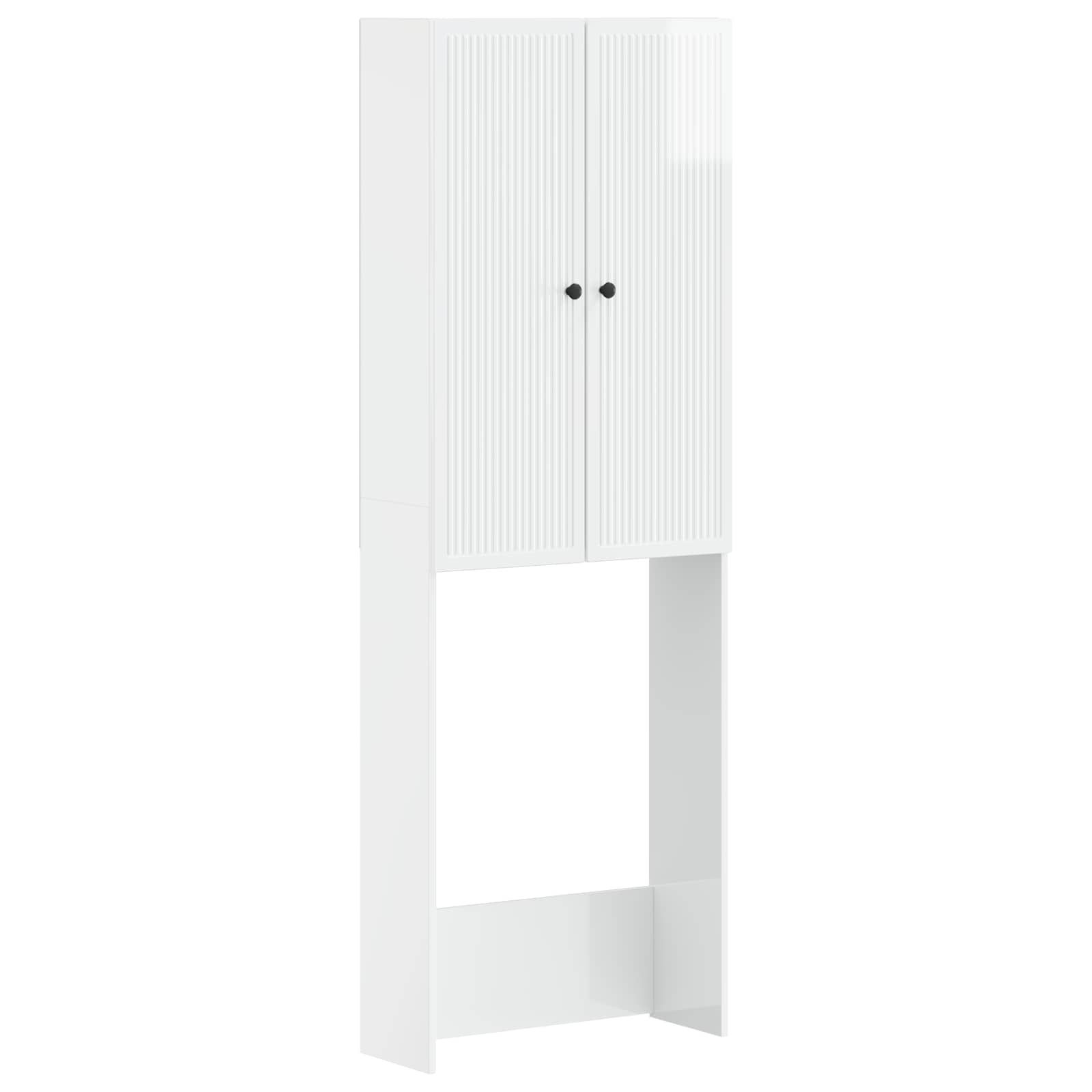 vidaXL Badezimmerspiegelschrank Toilettenschrank EDE Hochglanz Weiß 66 x 25,5 x 190 cm