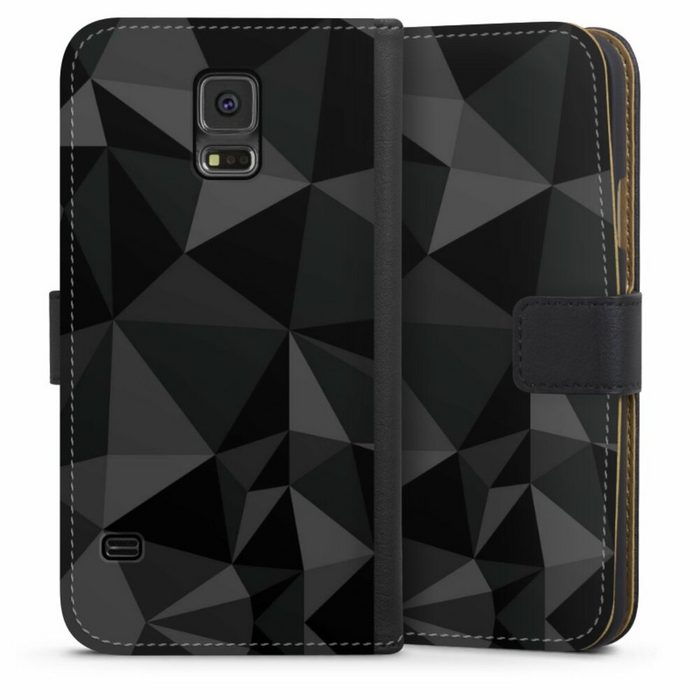 DeinDesign Handyhülle Geometric Muster Abstrakt Polygon Pattern Black Samsung Galaxy S5 Neo Hülle Handy Flip Case Wallet Cover