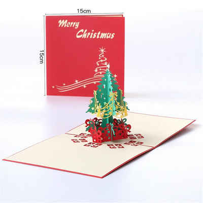 TUABUR Grußkarte Pop-up-Weihnachtsgrußkarte mit Umschlag, edel und elegant
