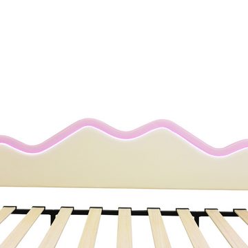 REDOM Schlafsofa 2-in-1 Multifunktions-Polsterbett, mit Lattenrost, Kinderbett aus Kunstleder mit LED-Beleuchtung 90(180)*190cm, 90(180)*190cm, ohne Matratze