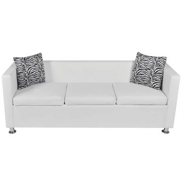 vidaXL Sofa 3-Sitzer-Sofa Kunstleder Weiß Couch