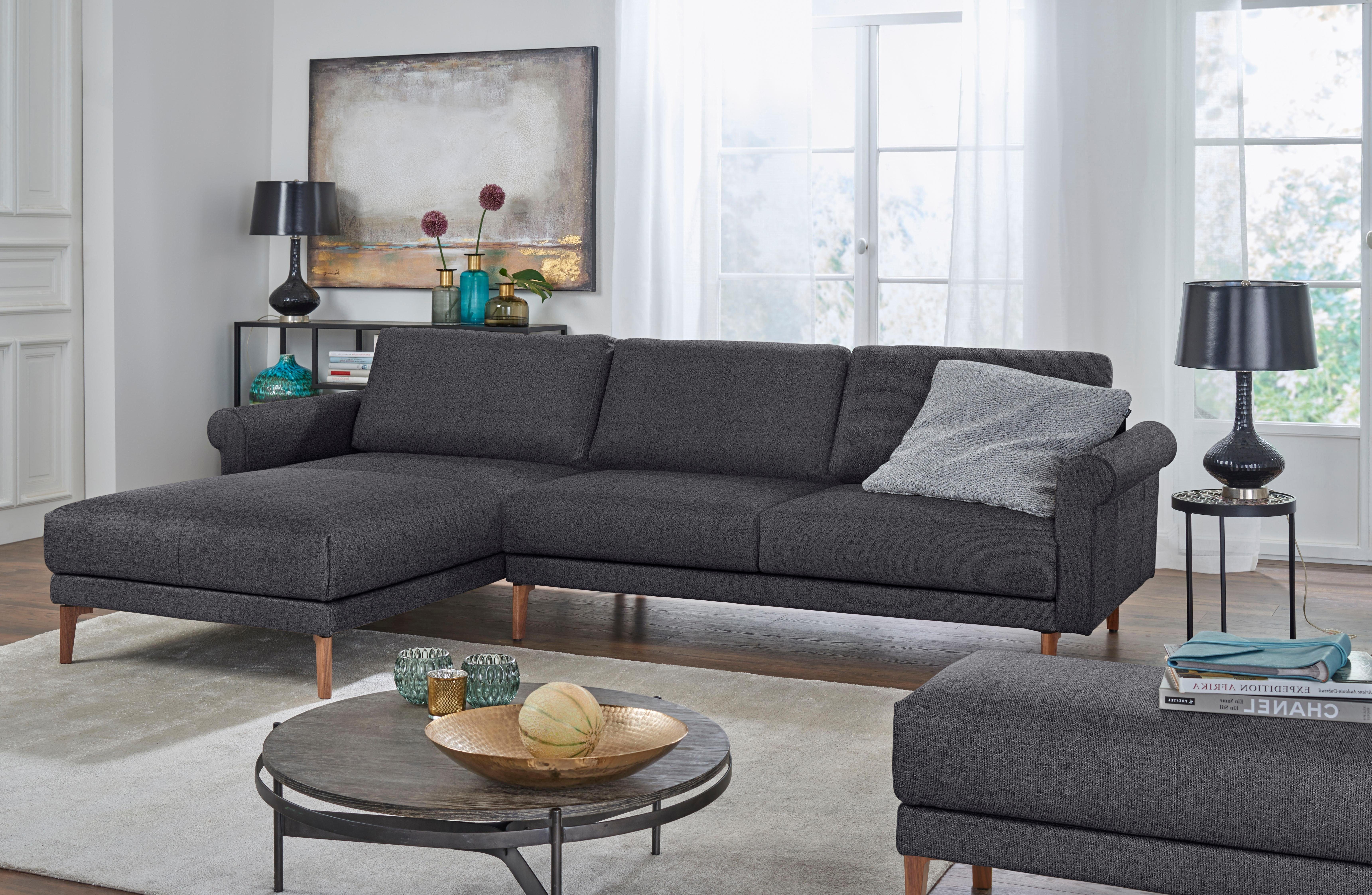 Nussbaum modern Landhaus, sofa Ecksofa hülsta Armlehne Fuß 262 cm, hs.450, Schnecke Breite