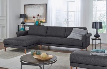 hülsta sofa Ecksofa hs.450, Armlehne Schnecke modern Landhaus, Breite 262 cm, Fuß Nussbaum