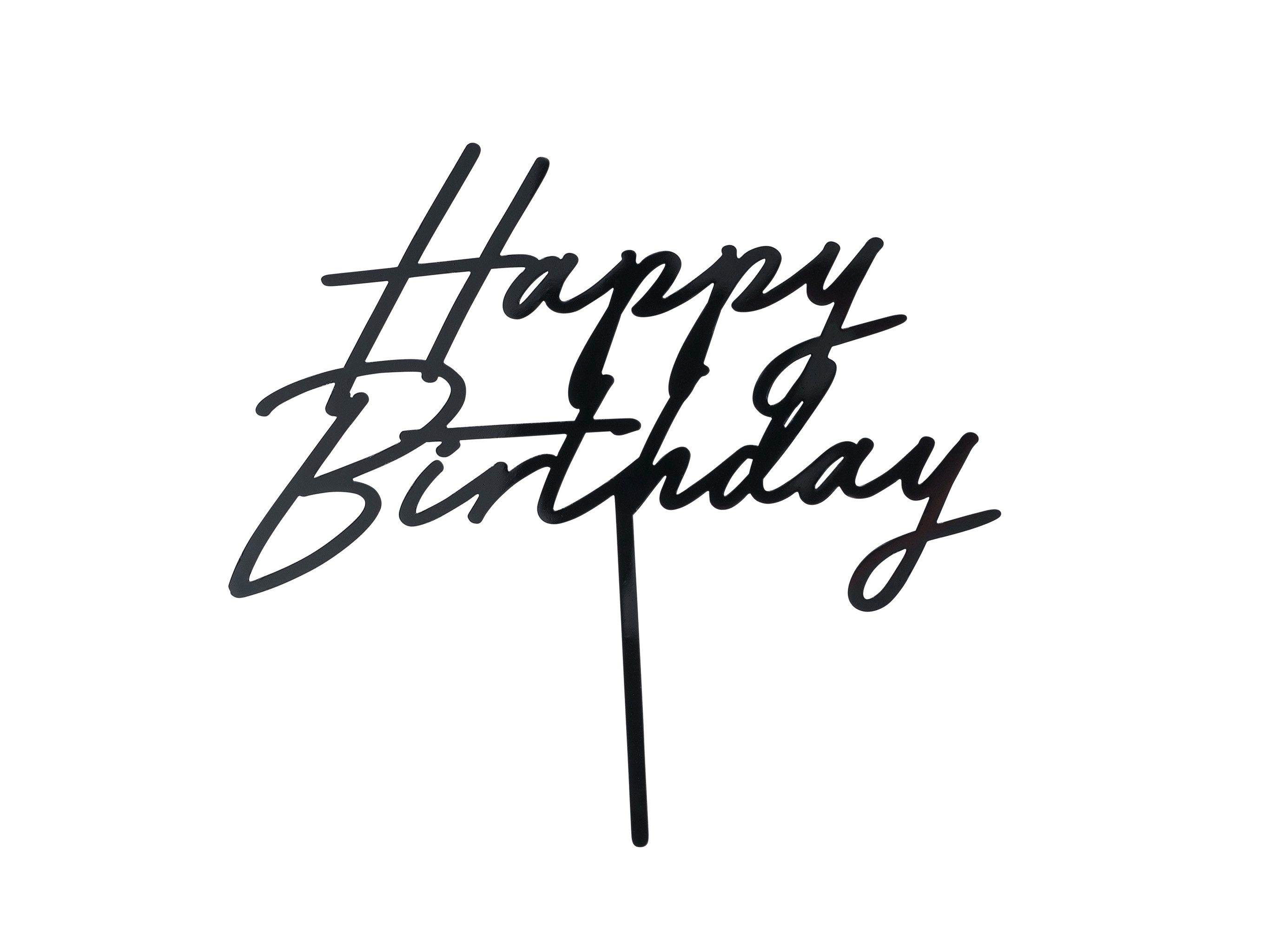 partydeco Топпер для торта, Cake Topper Happy Birthday 18x16cm Schwarz