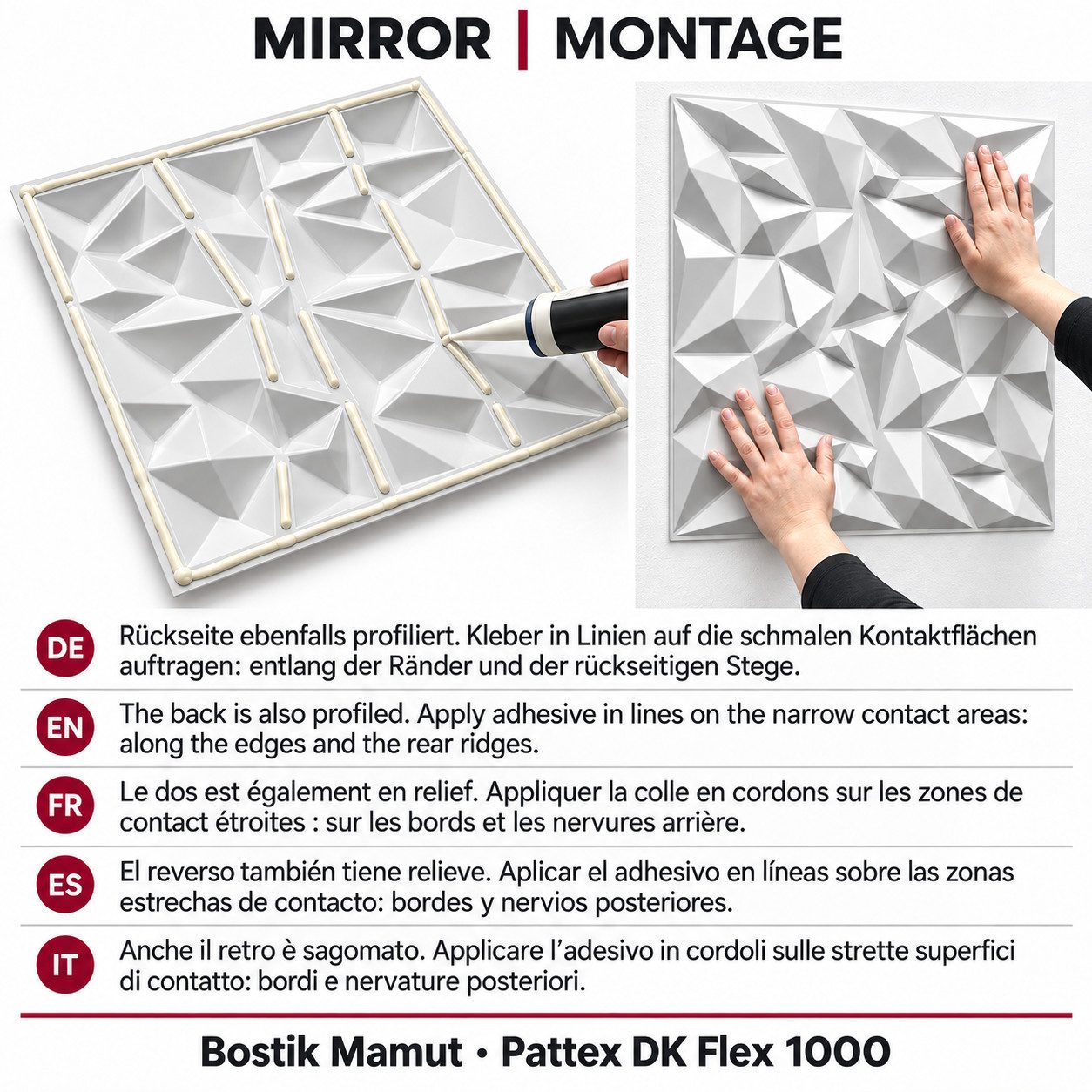 IKHEMalarka 3D Wandpaneel 3D Paneele PVC Kunststoffpaneele, BxL: 50,00x50,00 cm, 0,25 qm, (1 Stück, 3D Wandpaneele Deckenpaneele) hochwertige & harte PVC 3D Pla – Bild 4 von 5
