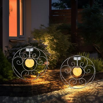Globo LED Solarleuchte, LED-Leuchtmittel fest verbaut, Warmweiß, Solarlampe orientalische Glaskugel Dekoleuchte Gartenlampe