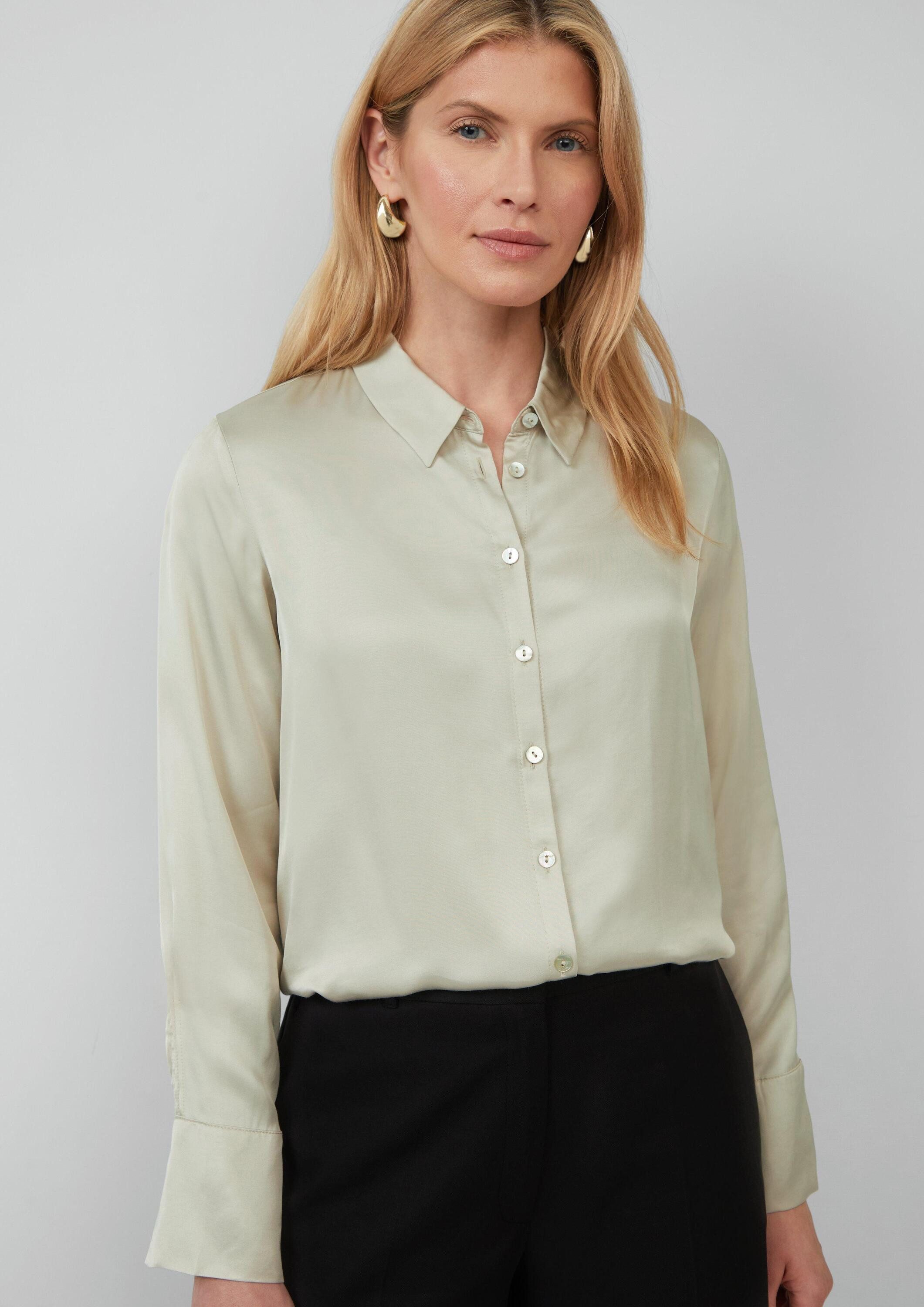 s.Oliver Langarmbluse Bluse Hemdbluse aus Satin günstig online kaufen