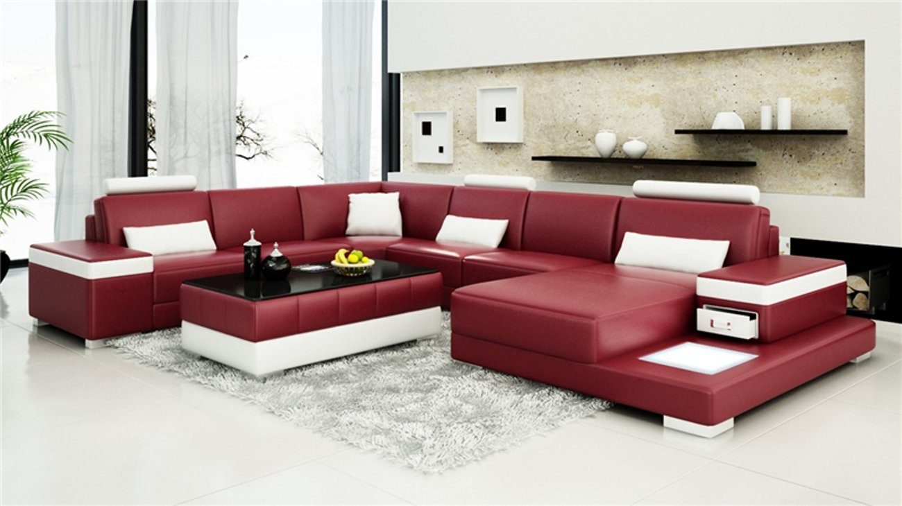 JVmoebel Ecksofa, Designer Sofa Couch Ecksofa Polster Garnitur Wohnlandschaft U-Form Rosa