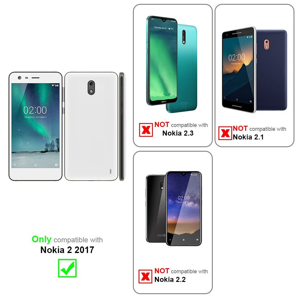 Cadorabo Handyhülle für Nokia 2 2017 Hülle Nokia 2 2017, Schutzhülle Hülle mit Standfunktion, Magnetverschluss und Kartenfach