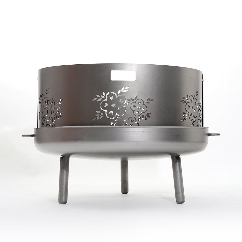 Czaja Fire Bowl Czaja® Spark Guard for Fire Bowls Ø80 cm with Floral Motif, Reduces Dangerous Sparks