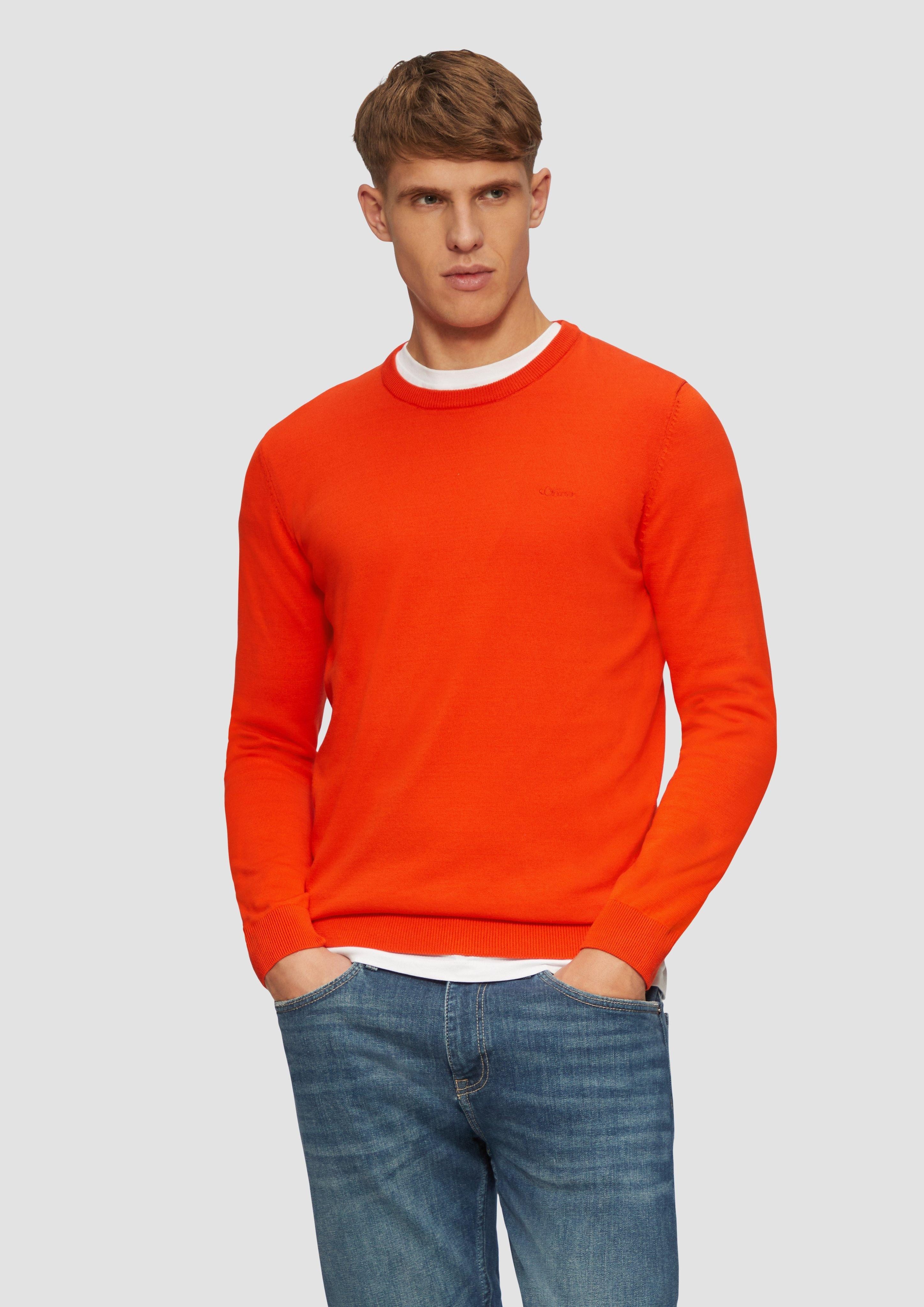 s.Oliver Strickpullover Strickpullover mit Logo-Stickerei Logo günstig online kaufen