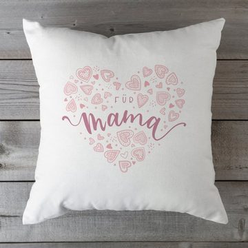 GRAVURZEILE Zierkissen mit Spruch - Für Mama - Geschenk zum Muttertag - für Familie -, starke Farben ohne Verblassen, Maschinenwäsche geeignet - ohne Füllung