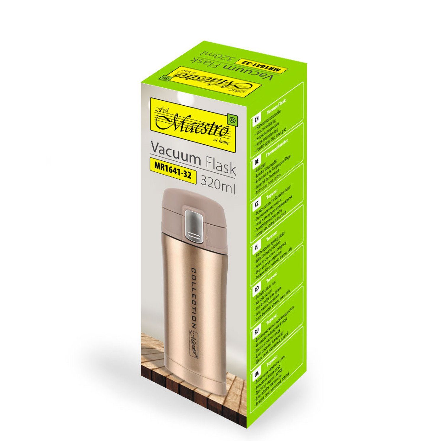 Maestro Thermobecher Collection, Variante 320 450 ml mit / Edelstahl, Gold Vakumisoliert ml Sicherheitsverschluss