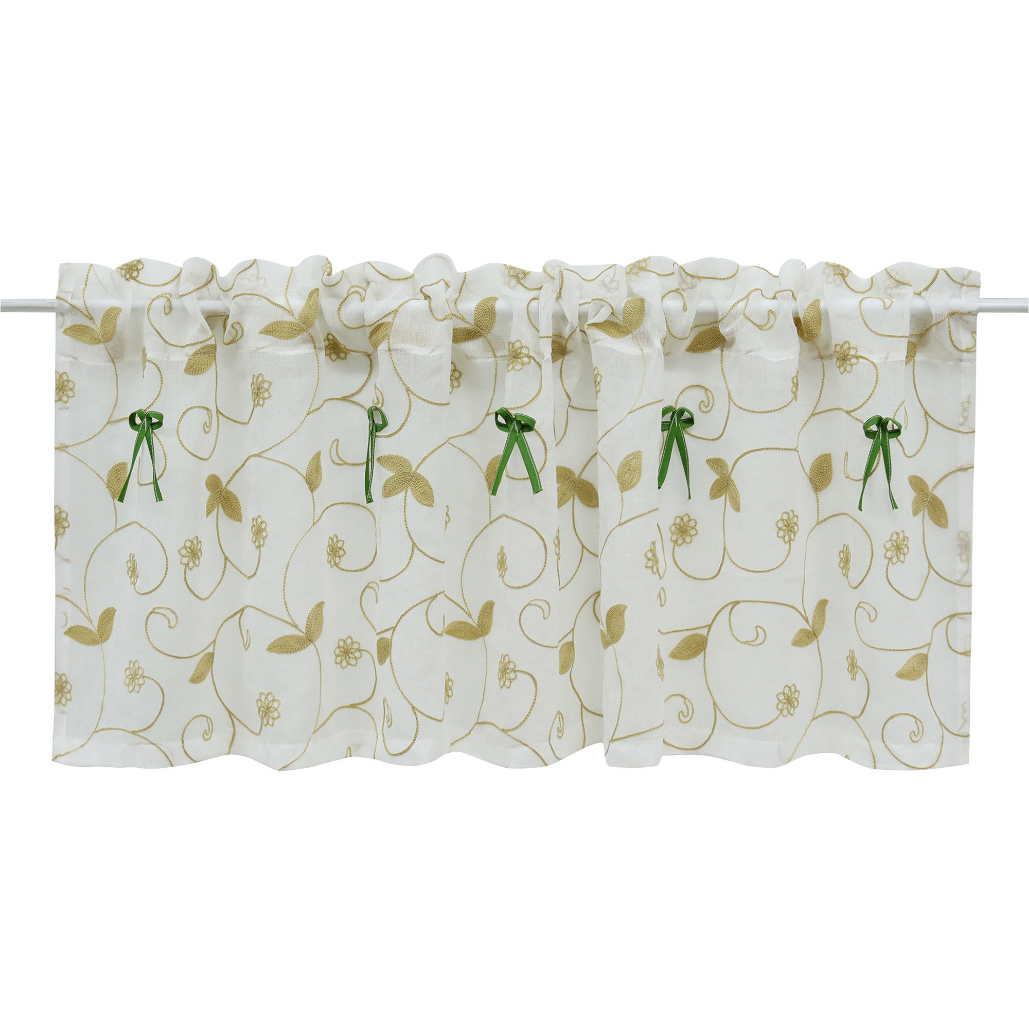 Delien Scheibengardine Ina, Stangendurchzug, landhaus Blumenstickerei günstig online kaufen