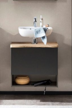 HELD MÖBEL Waschbeckenunterschrank Stubach Bad Schrank, Abdeckplatte mit Baumkante, Breite 60 cm