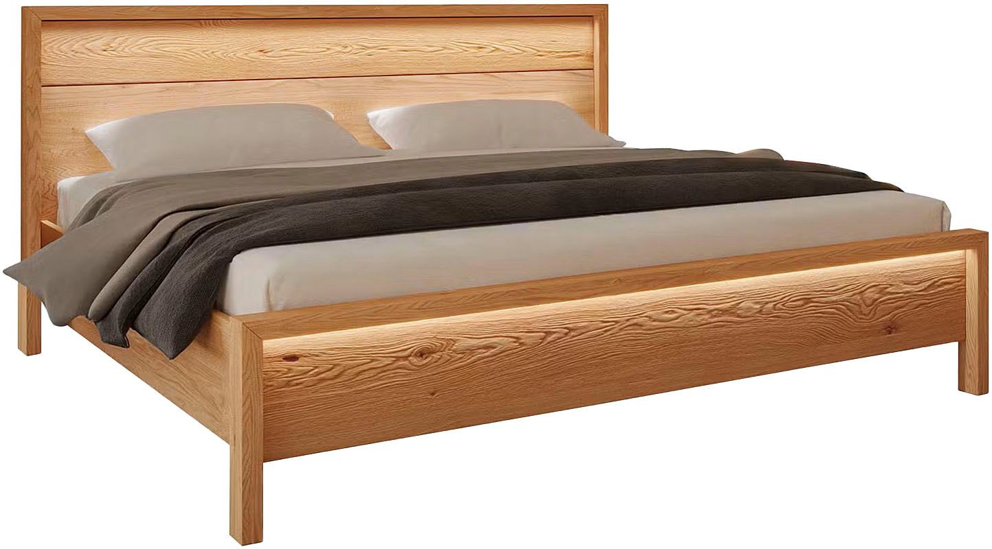 Home affaire Massivholzbett Léopoldine aus Kernbuche mit Rauholz-Applikatio günstig online kaufen