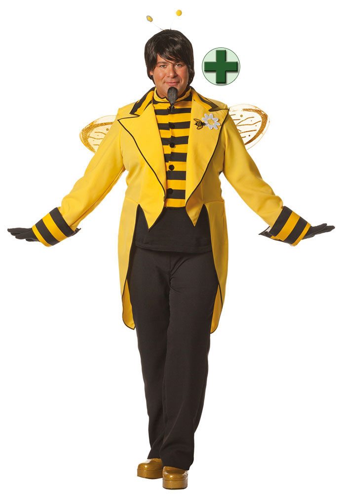 Karneval-Klamotten Kostüm Biene Herren Bienenfrack mit Flügel und Haarreif, Frack Biene Tierkostüm Partnerkostüm große Größe hochwertig Karneval