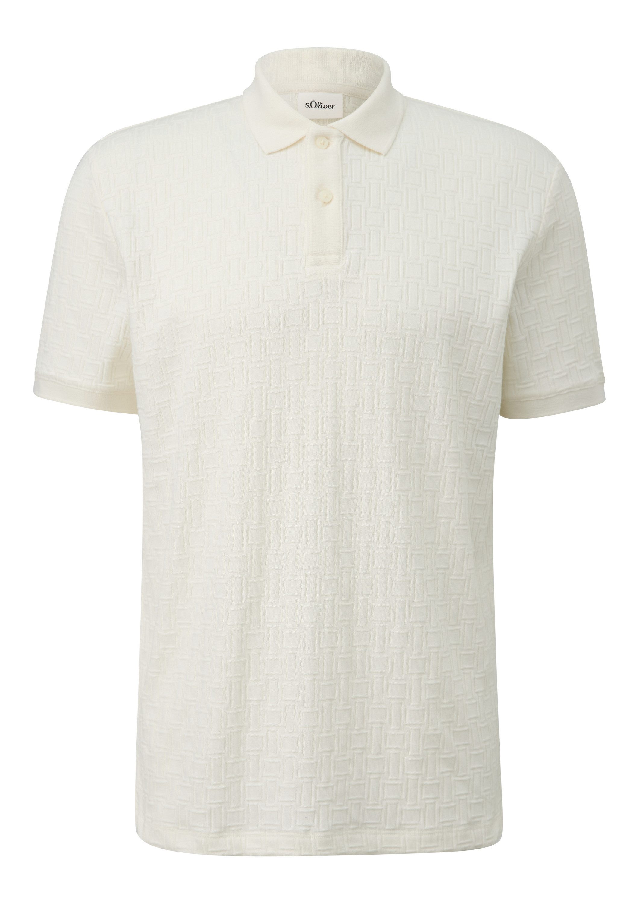 s.Oliver Kurzarmshirt Polo-Shirt Jacquard-Poloshirt mit seitlichen Schlitzen