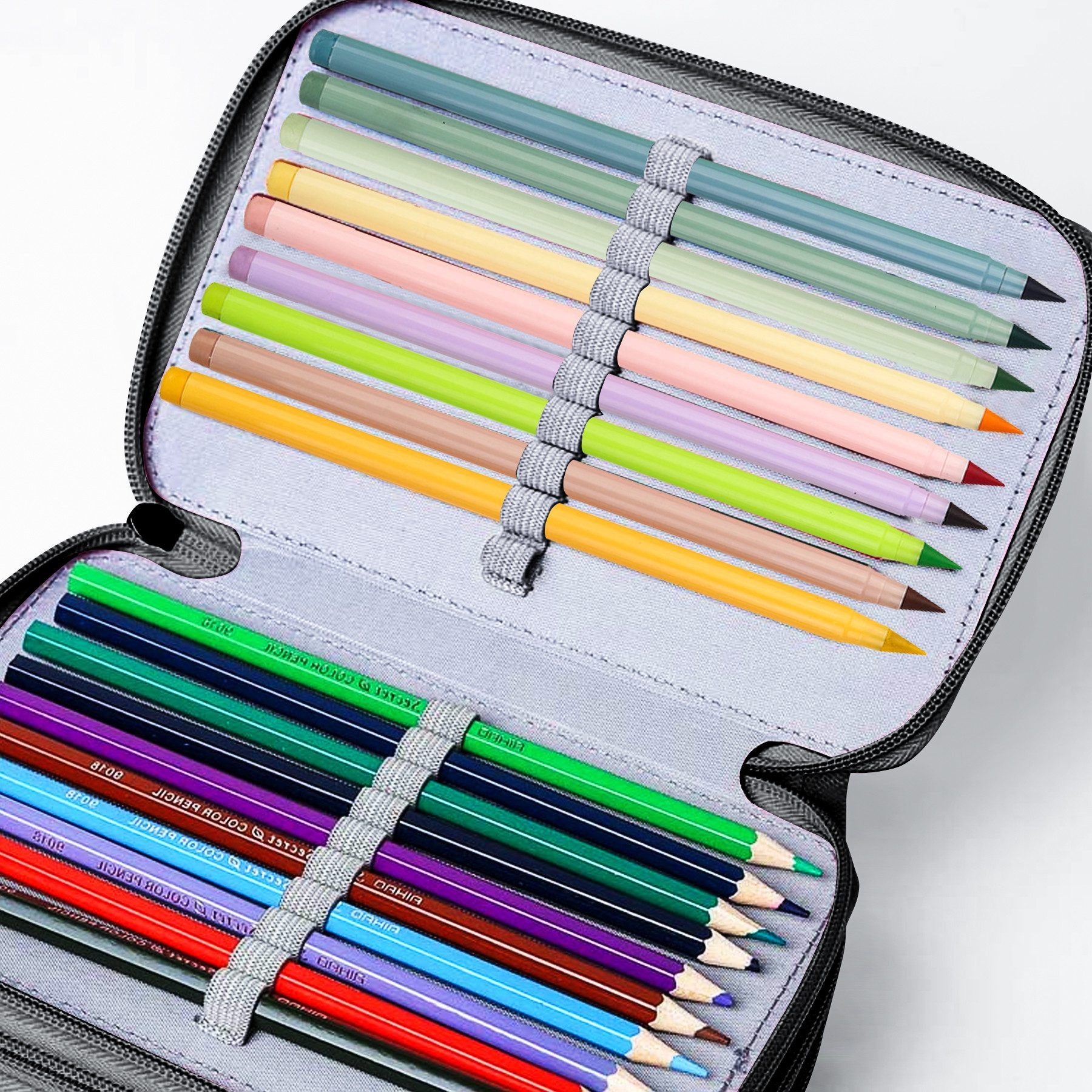 Mutig Federmäppchen Großes Bleistiftetui mit 72 Steckplätzen,Stifttasche für Schreibwaren, (Tasche für Skizzen, Zeichnung, Bürste, Bleistifte Organizer für Schüler&Studenten,Bedruckt,mit Reißverschluss), Federtasche Stiftetasche Pencil Case Bleistifttasche für Schule&Büro