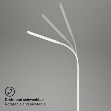 Briloner Leuchten Stehlampe 1472016, dimmbar, schwenkbar, Touch, Speicherfunktion, LED fest verbaut, Warmweiß, Stehleuchte, 126,5 x 21 x 66 cm, Weiß, 6W, Wohnzimmer, Schlafzimmer