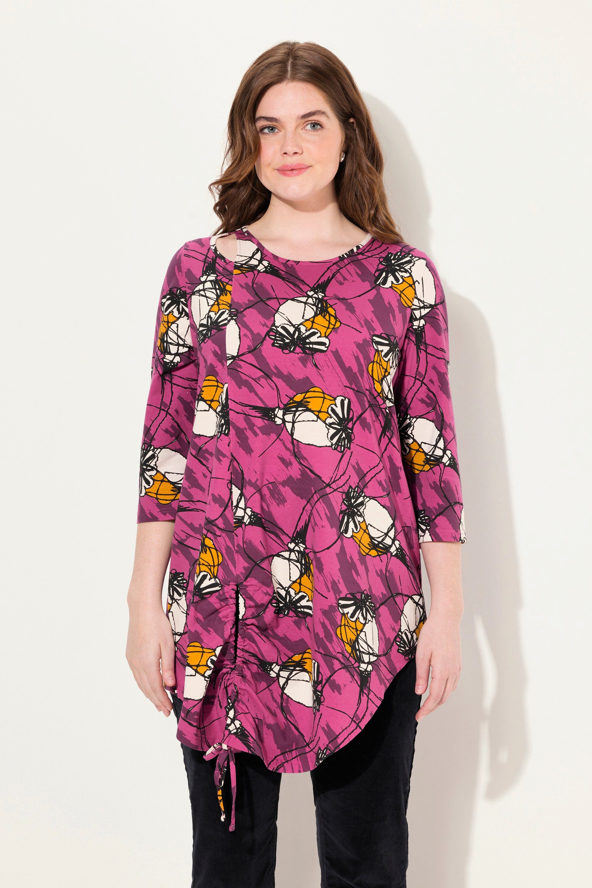 Ulla Popken Longshirt Longshirt A-Linie Rundhals günstig online kaufen