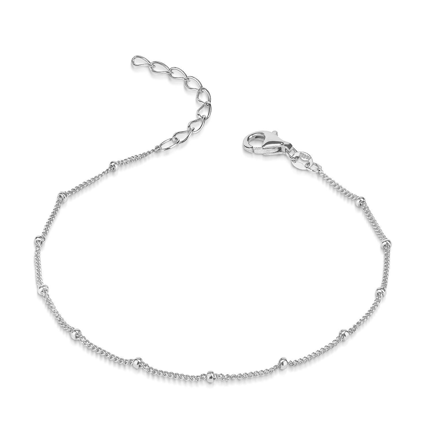 Materia Armkette Damen Panzerkette Kugeln 17-20cm SA-66, 925 Sterling Silber